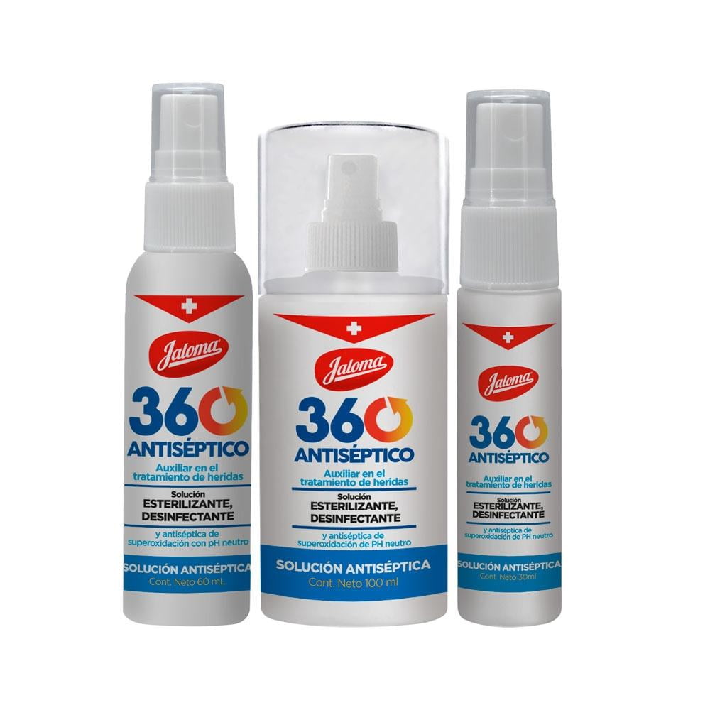 Antiséptico Jaloma 360 Pack 100ml 60ml 30ml Bodega Aurrera En Línea 3989