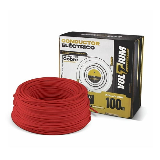 Cable Eléctrico Voltmex Unipolar Calibre 10 Rojo Con 100m