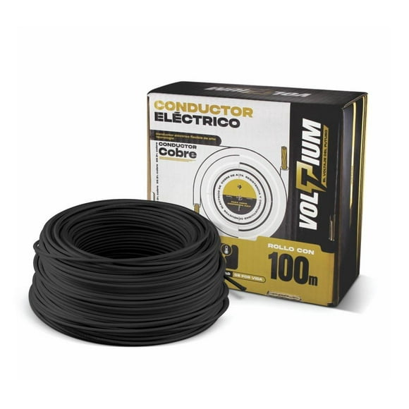 cable eléctrico voltium thwls  thhwls calibre 12 negro 100 cobre 100m
