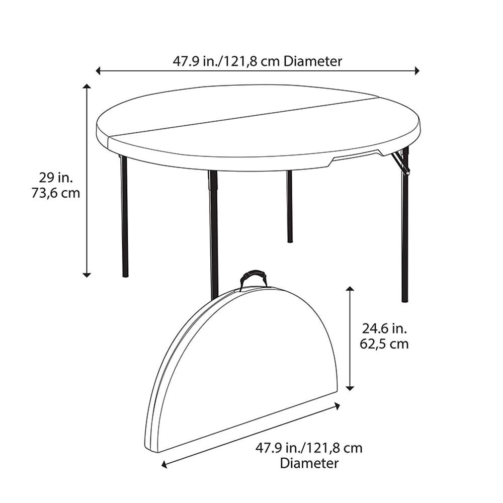 Mesa redonda plegable 121.8 x 73.6 cm blanco polietileno