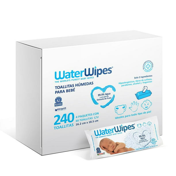WaterWipes, Toallitas Húmedas para Bebé, 720 Toallitas, Color Blanco