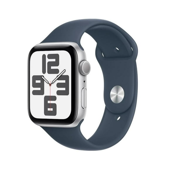 smartwatch apple watch se2 gps 44mm con caja aluminio plateada y correa deportiva azul