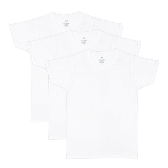 Playera Fruit Of The Loom para Niño, de Algodón Pack 3 Piezas Manga Corta Blanca Talla CH