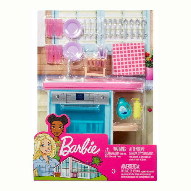Set de Muebles y Accesorios Barbie Cocina con Lavaplatos | Walmart en