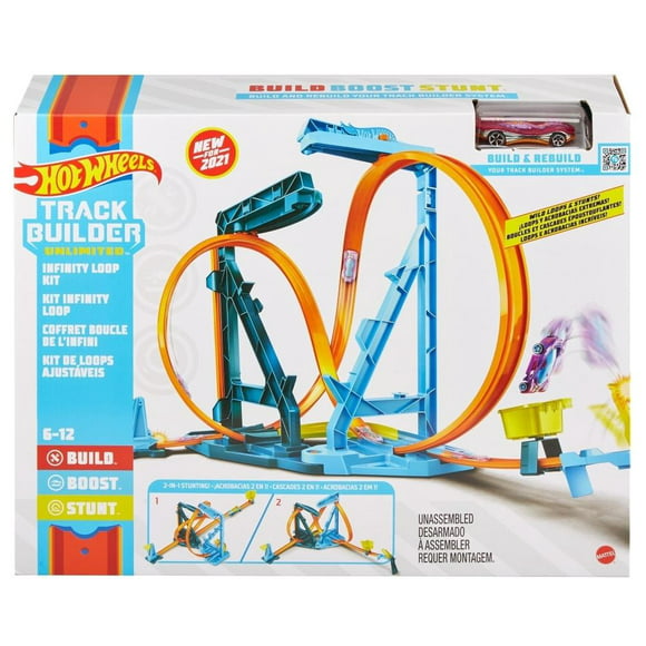 pista de juguete hot wheels track builder kit infinity loop