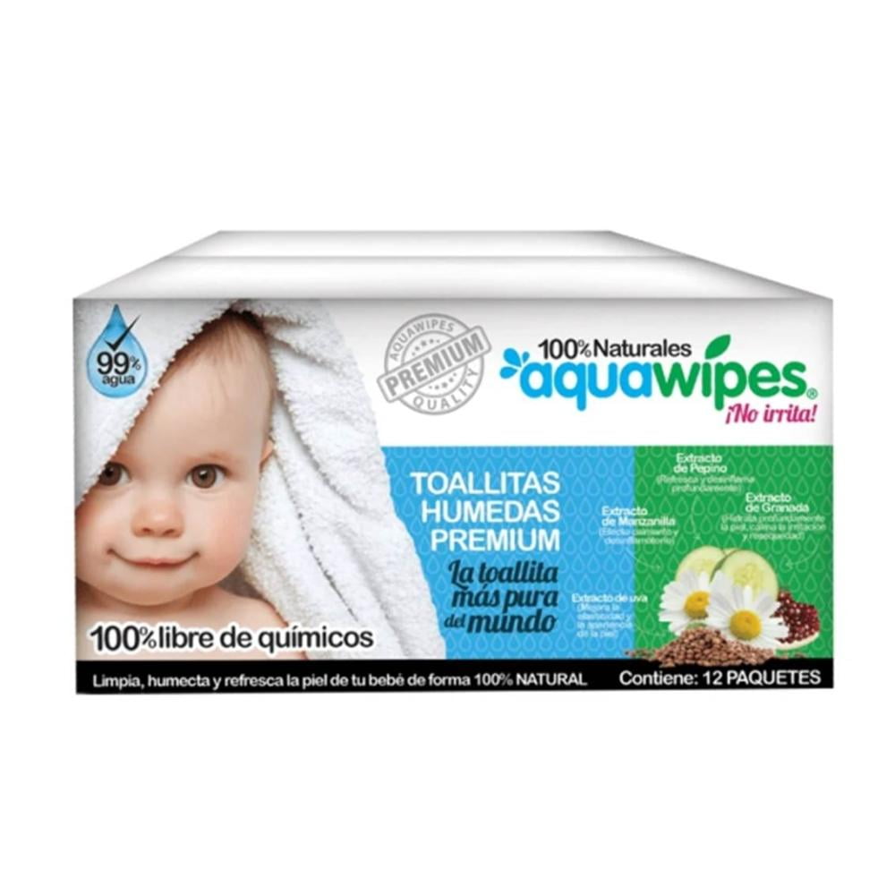 50 toallitas Aquawipes 100% Naturales - Grupo Belskin