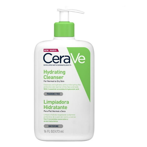 limpiadora cerave hydrating cleanser hidratante en gel piel normal a seca 473 ml