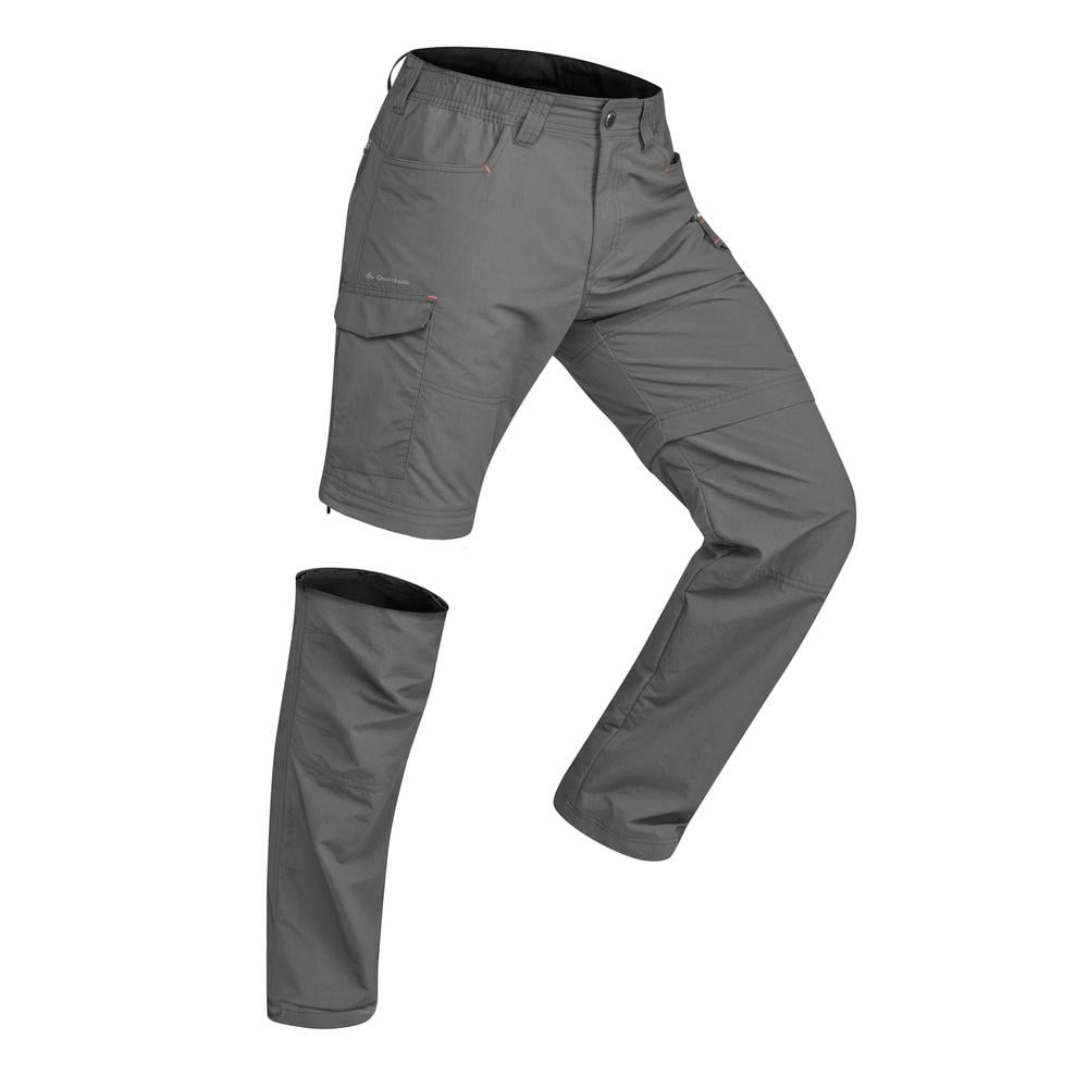 Pantalones de Montaña y Trekking Hombre Desmontables Forclaz Trek 100 Gris  - Integrasport