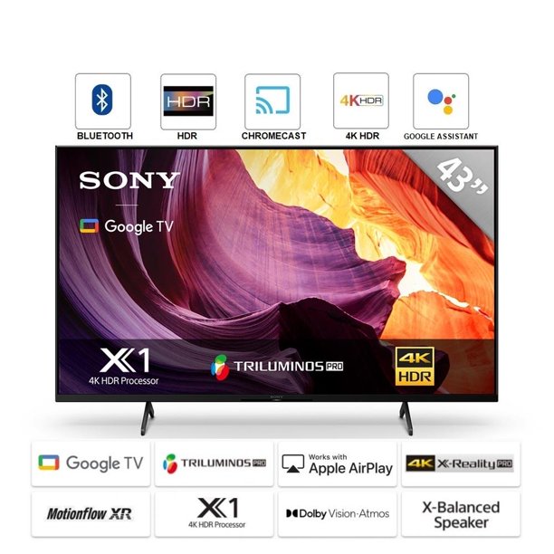  Sony TV 4K Ultra HD de 43 pulgadas Serie X85K: LED Smart Google  TV con Dolby Vision HDR y frecuencia de actualización nativa de 120HZ  KD43X85K - Modelo 2022 con Sony