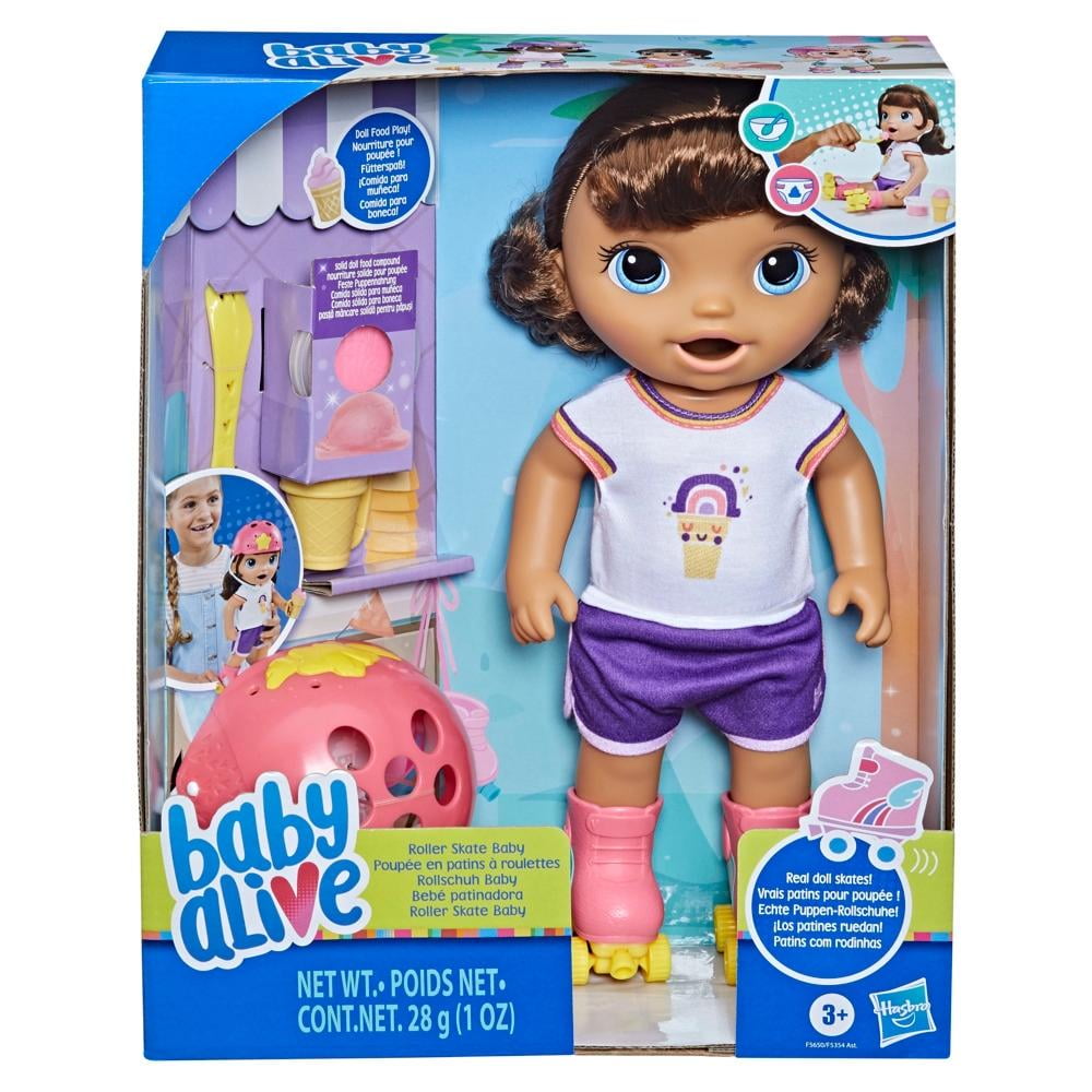 Credencial Colector punto Muñeca Baby Alive Hasbro Bebé Patinadora Cabello Castaño | Walmart