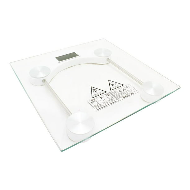 Acomoda Textil - Báscula Digital de Baño Cuadrada con Pantalla LCD. Báscula  de Cristal con Encendido a Presión. (Transparente, 30x30 cm)