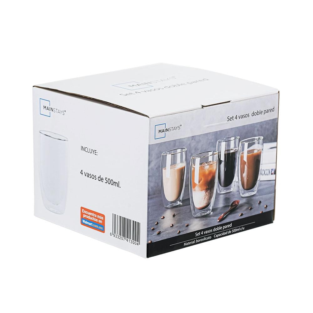 Set De 4 Vasos Mainstays 405Ml, Vidrio, Modelo Tb-002