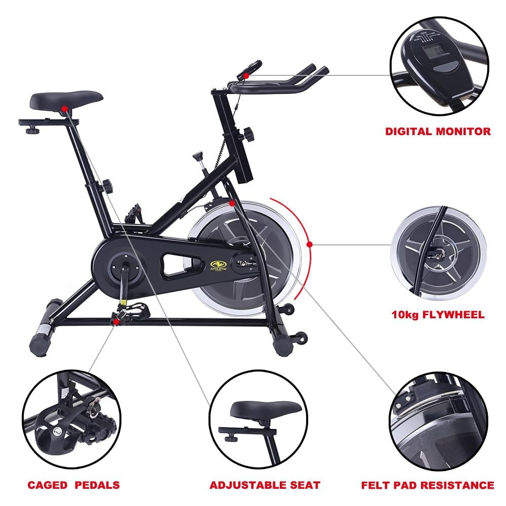 Bicicleta Spinning Estatica Ajustable Pro Volante 10Kg Bike Gymax
