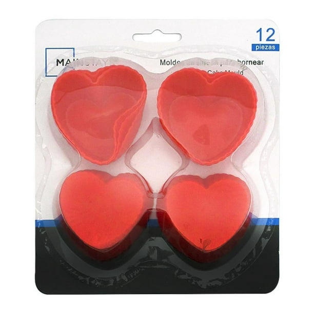 Moldes de silicón Mainstays para hornear forma de corazón 12 pzas