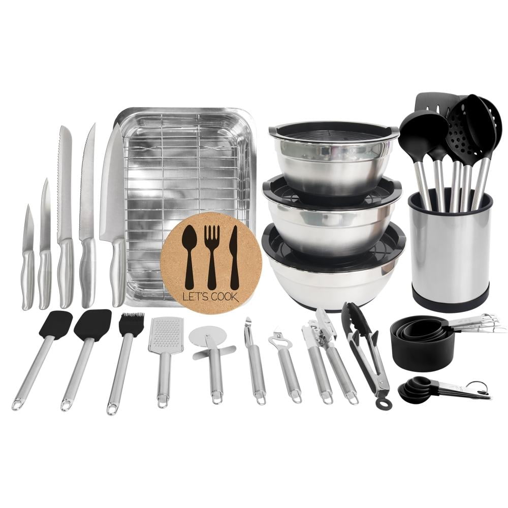 Set De Utensilios Para Cocina X12 Unidades Calidad Suprema Negro