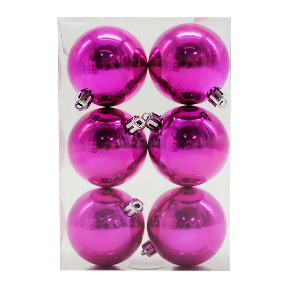 Esferas Navideñas Lisas de Plástico Rosa Brillante 6 Piezas | Walmart