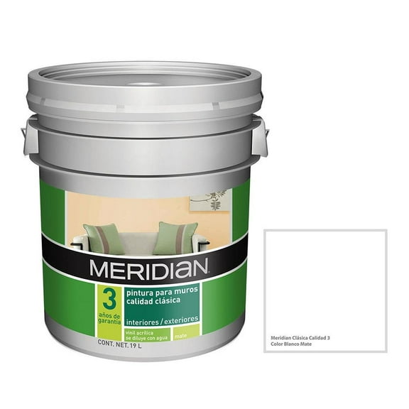 Pintura Meridian Clásica 3 Años Blanco Mate 19 Litros