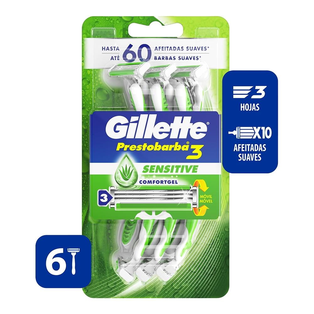 Amplificar Suposiciones, suposiciones. Adivinar evaluar Máquina para afeitar Gillette Prestobarba 3 sensitive comfortgel para  caballero 1 paquete con 6 pzas | Walmart