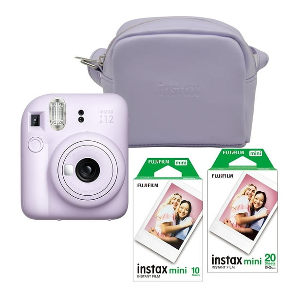 Fujifilm Cámara Instax Mini 12 de película instantánea lila lila, Fuji  Instax Mini película instantánea 40 hojas, paquete de regalo de cámara