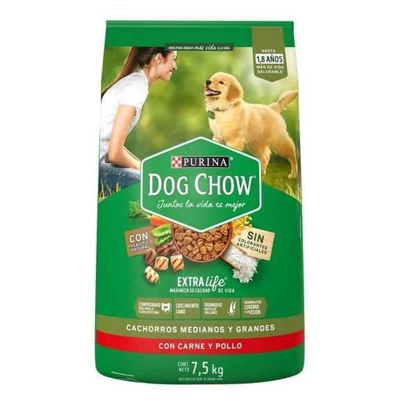 croqueta para perro purina dog chow cachorro razas grandes 75kg