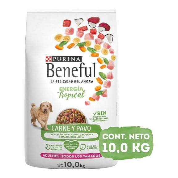 Alimento para Perro Beneful Todos los Tamaños Energía Tropical Carne y Pavo 10 kg