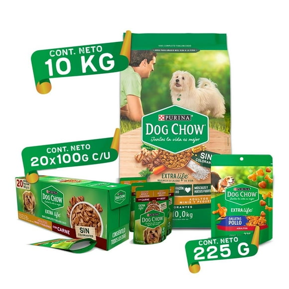 croqueta para perro purina dog chow adulto mini 10 kg bundle