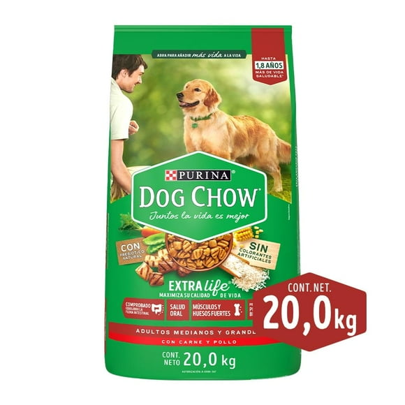 croqueta para perro purina dog chow dog chow adulto medianas grandes carne pollo 20 kg