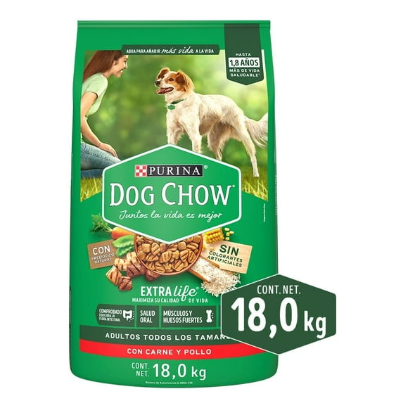 croqueta para perro purina dog chow adulto todo tamaño 18kg