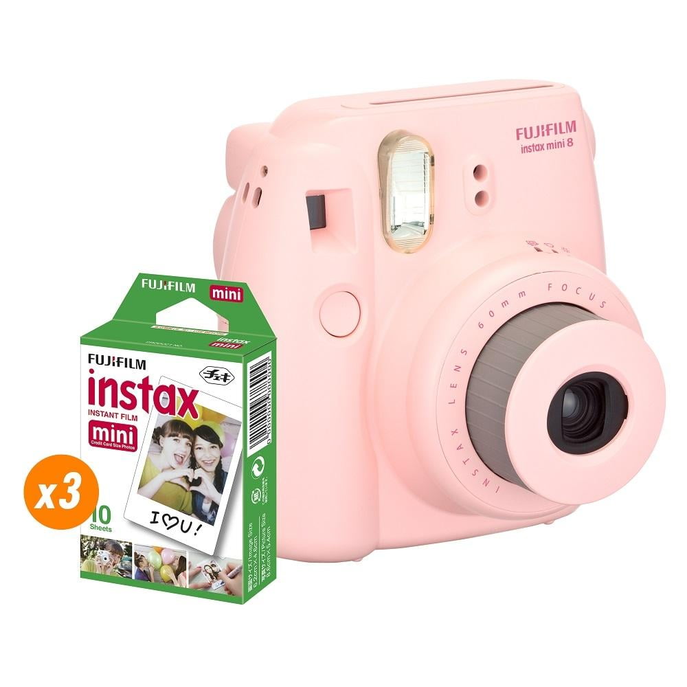 Cámara Fotográfica Fujifilm Instax Mini 8 Rosa más Hojas | Walmart en línea