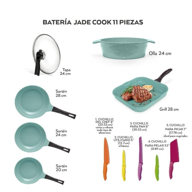 Juego De Sartenes Jade Cook Con Cuchillos Multicolor