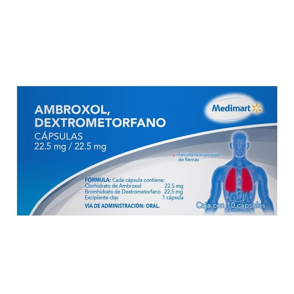 Ambroxol Dextrometorfano Medimart 225 Mg225 Mg 10 Cápsulas Walmart 7264