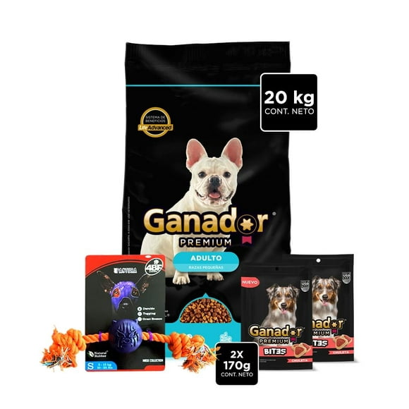 alimento para perro ganador premium adulto razas pequeñas 20 kg bundle