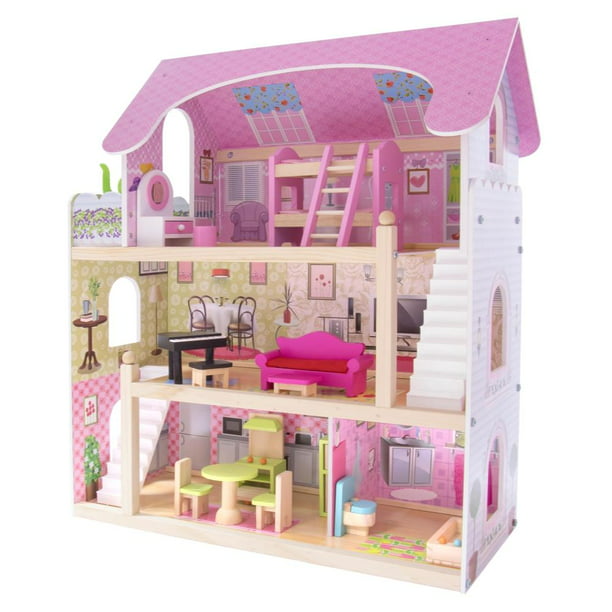 Casa de muñecas de madera con muebles Mila Casita de juguete para niñas  Kids House CAM5MI | Walmart en línea