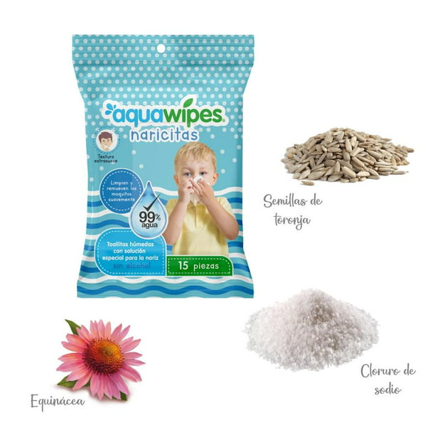 Toallitas para Bebé Aquawipes 100% Naturales, 50 pzas.