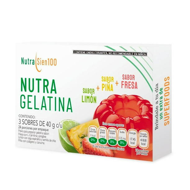 Gelatina NutraSien100 con superfoods sin azúcar añadida 3 sobres