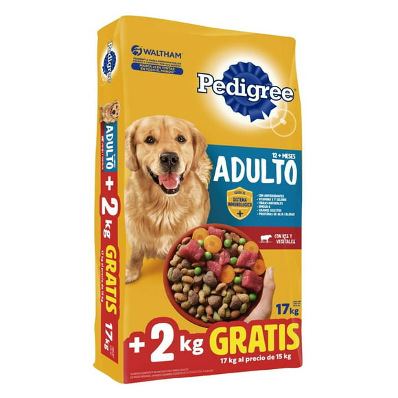 alimento para perro pedigree adulto res y vegetales 17 kg
