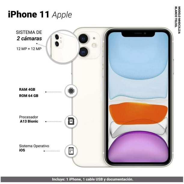iPhone 11 Apple 64 GB Blanco Telcel