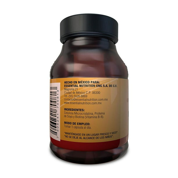 Suplemento alimenticio Essential Nutrition Biotina 30 cápsulas de 500 mg |  Walmart en línea