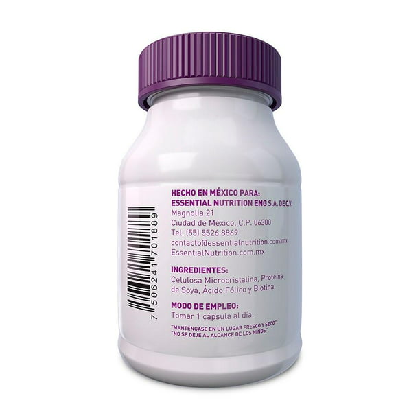 Suplemento alimenticio Essential Nutrition Biotina y Ácido Fólico 45  cápsulas de 500 mg | Walmart en línea