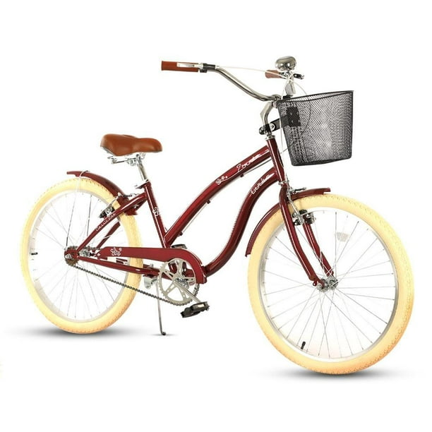 Bicicleta Mujer Urbana Rodada 24 Zinnia Retro con Canastilla Roja Turbo