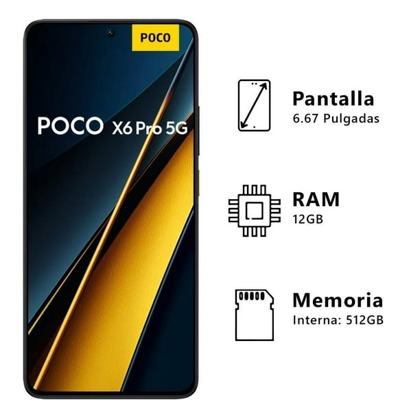 POCO X6 Pro 5G 12GB+512GB Amarillo Tienda Oficial, Teléfono celular, Redmi Note