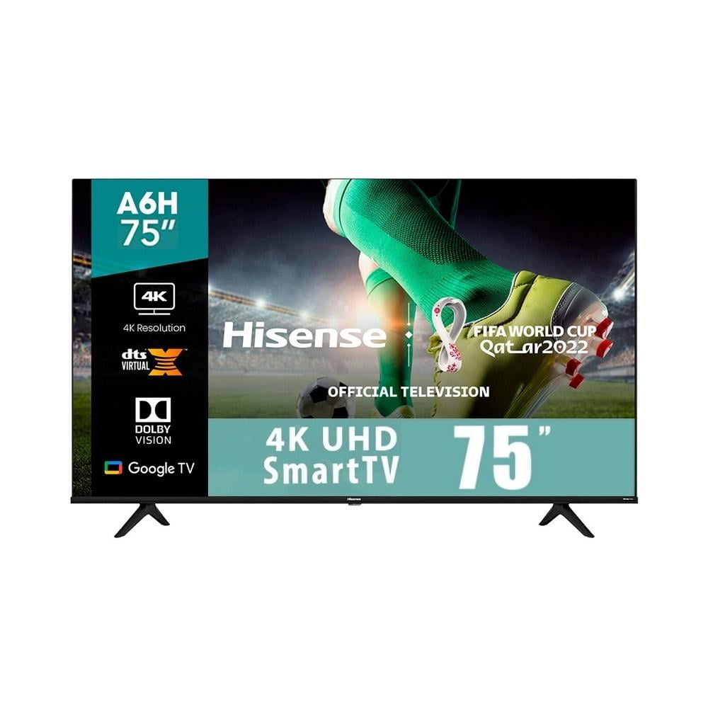 Hisense - Televisión Smart 75A6H serie A6, de 75 pulgadas, con resolución  4K UHD, con Google TV, control remoto de voz, Dolby Vision HDR, DTS Virtual