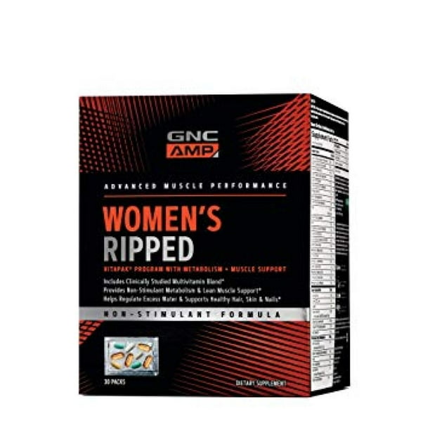 Suplemento Ripped Pro Performance AMP GNC Vitapak para Mujeres 30