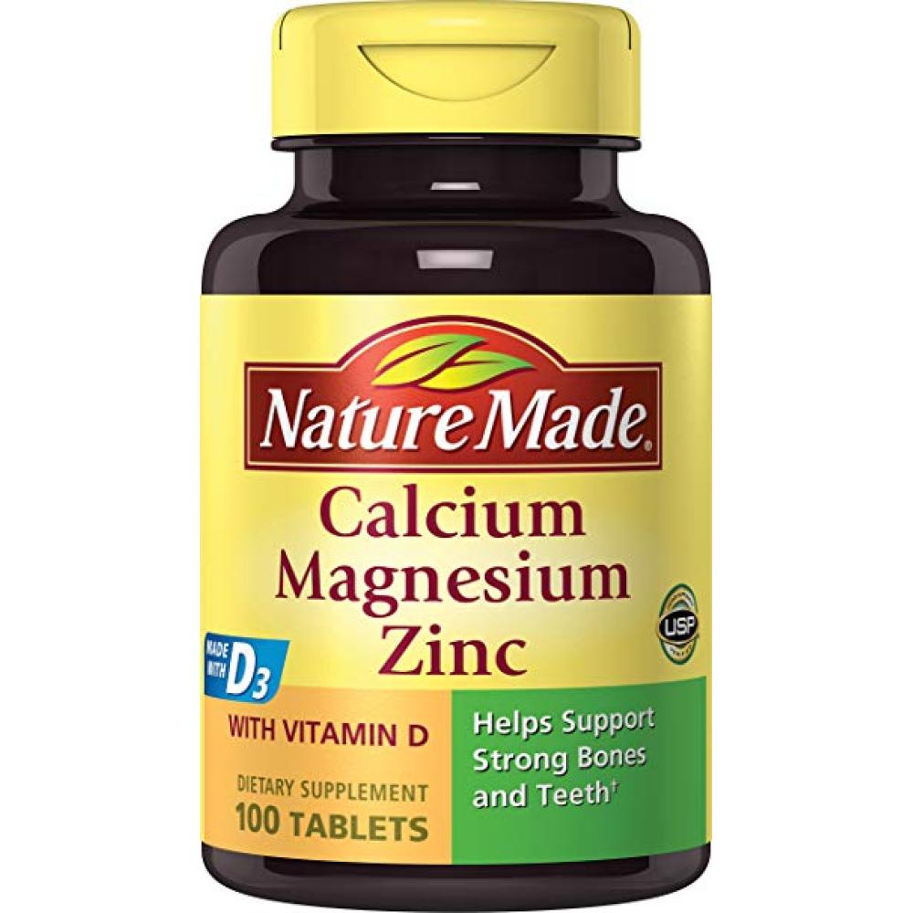 Suplemento Calcio Magnesio y Zinc Nature Made Vitamina D 100 Tabletas