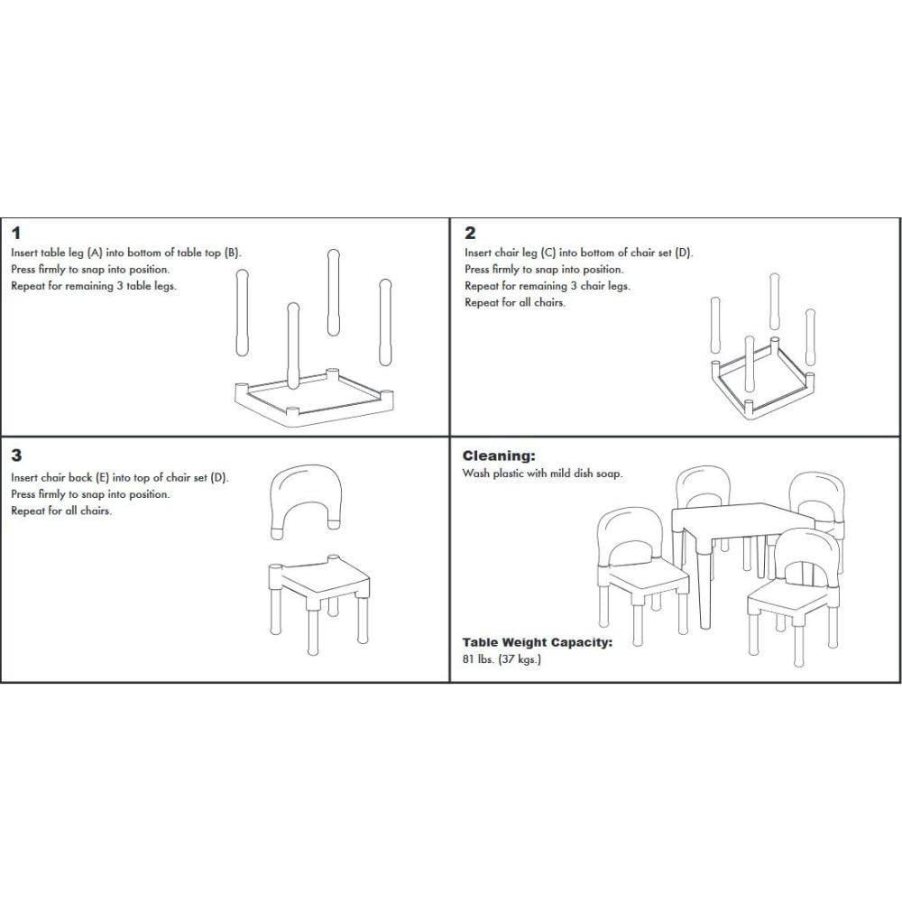 Juego Mesa y 4 Sillas Tot Tutors Plastico Resistente Infantil