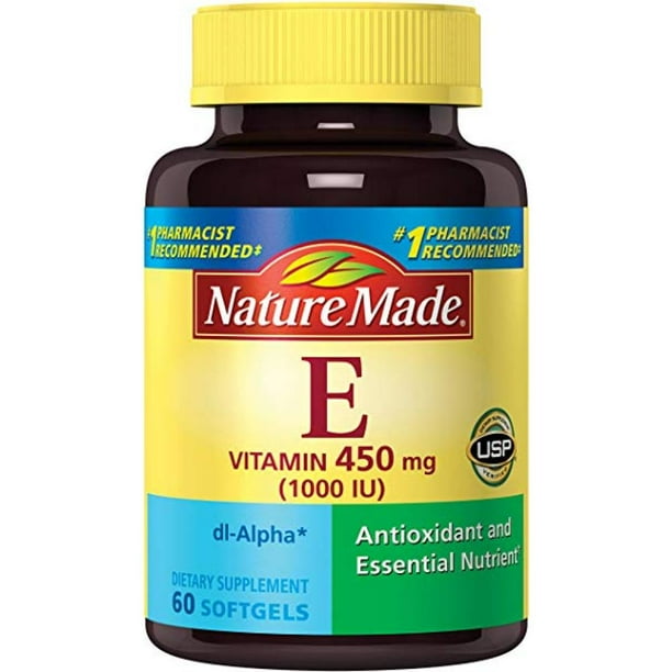 Suplemento Vitamina E 1000 IU Nature Made dl-Alpha 60 Cápsulas Blandas ...