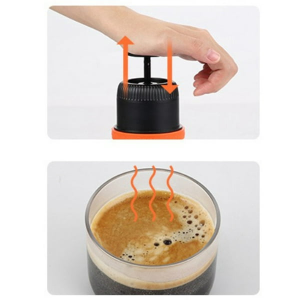  Cafetera manual portátil Máquina de café expreso de mano Mini cafetera  Cafetera Diseño de viaje al aire libre (negro) : Hogar y Cocina