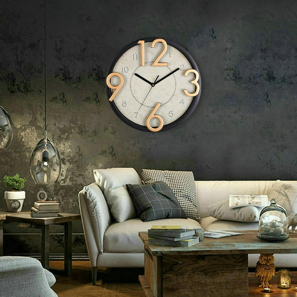 Reloj de pared de , silencioso, sin tictac, movimiento de barrido de ,  dormitorio, cocina, oficina, habitación de A perfecl Reloj de pared