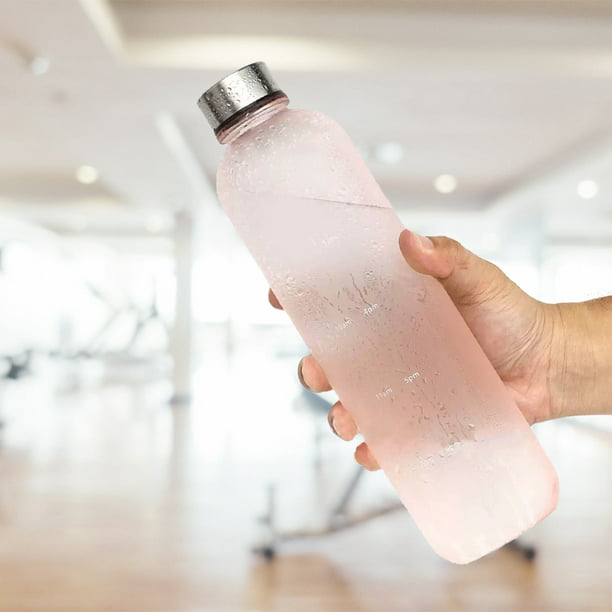 Botella de agua de gran capacidad de 1 l, vaso de agua de plástico portátil  (rosa esmerilado) Likrtyny paseo en bicicleta