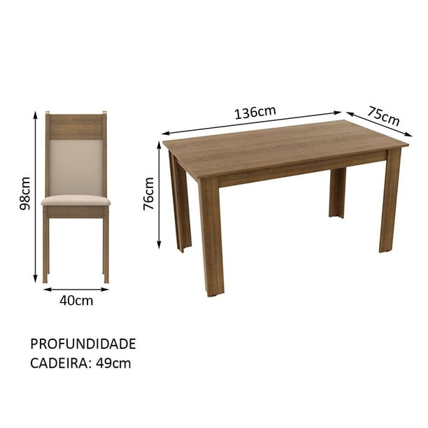 Juego de Comedor Mesa Madesa Rute Tapa de Madera con 4 Sillas Madesa  XB044915ZXT